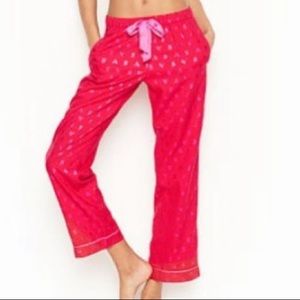 Victoria Secret pajama pants L red with adorable pink foil VS logo